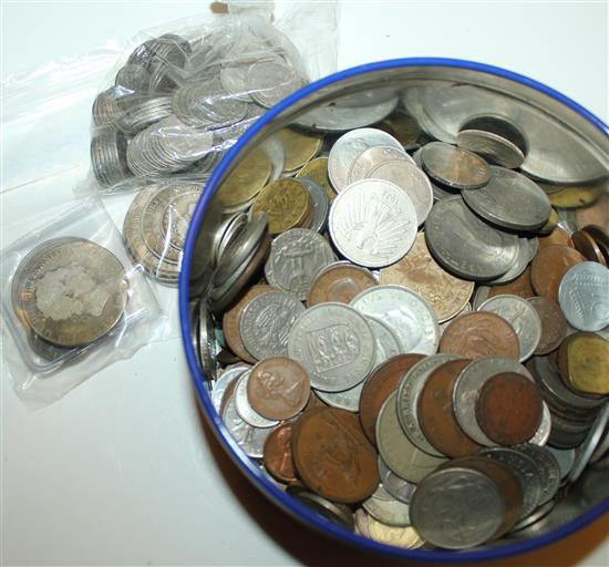 Various crowns, half crowns, shilings, Queen Anne to Queen Elizabeth II and other coins
